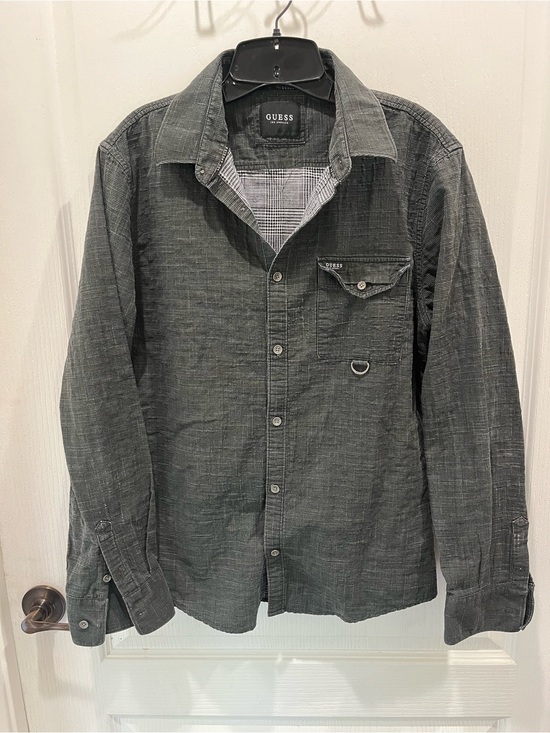 Guess Other - GUESS Men’s Charcoal Button-Up Shirt Large slim fit